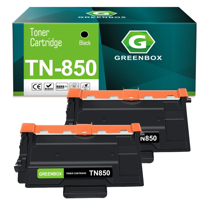 GREENBOX Compatible TN850 High Yield Toner Cartridge Replacement for Brother TN850 TN-850 TN820 TN-820 for DCP-L5500DN DCP-L5600DN MFC-L5700DW HL-L5000D MFC-L5800DW MFC-L5850DW Printer (2 Black) - Image 1